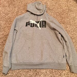 Puma Gray Pullover Hoodie with Black Logo
